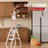 GameGem 3 Step Ladder, Aluminum Folding Step Stool with Anti-Slip Sturdy and Wide Pedal, Lightweight Portable Stepladder for Home and Kitchen Use Space Saving, Cream White, 330 lbs view 2