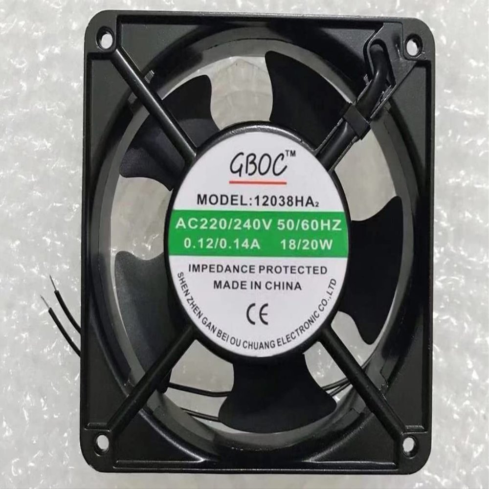 12038HA2 120x120x38mm 220/240V 0.12/0.14A 18/20W 2-Wire Cooling Fan