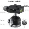 POYINCO Tripod Mini Ball Head 360 Degree Rotating Panoramic Ballhead with 1/4" Screw Quick Shoe Plate, for Tripod Monopod Slider DSLR Camera Camcorder,Max Load up to 5 kg/ 11lb view 2
