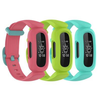 Ace 3 Compatible with Fitbit Ace 3 Band Straps Skin-Friendly Colorful Watchband Strap Wristband Bracelet Replacement Accessories, Red, Green, Cyan