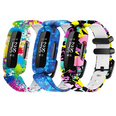 Ace 3 Floral Bands Replacement for Fitbit Ace 3 Tracker, Skin-Friendly Colorful Ace 3 Pattern Watchband Straps Wristband Bracelet Band Ace 3 Waterproof Accessories, Painting+ Blue Starry+ Graffiti