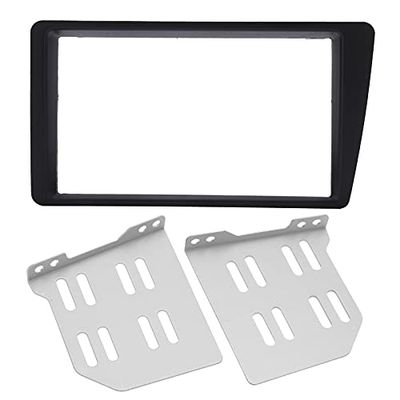 2Din ABS Radio Stereo Fascia, Dash Frame Trim Dash Stereo Bezel Replacement, Fit for LHD 2001-2005, Black