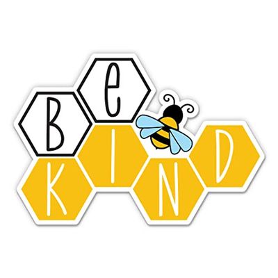 Bee Kind Cute Honeybee Sticker - 5" Laptop Sticker - Waterproof Vinyl for Car, Phone, Water Bottle - Be Kind Decal