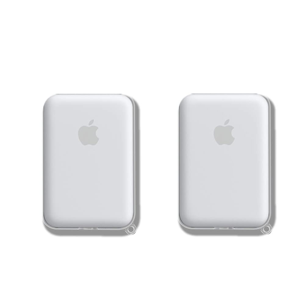 2 Pack DAYJOY Soft TPU Protective Clear Case Cover Compatible with Apple MagSafe Battery Pack, Anti-Scratch Shockproof Skin Armor Shield Sleeve with Carabiner(Transparent)