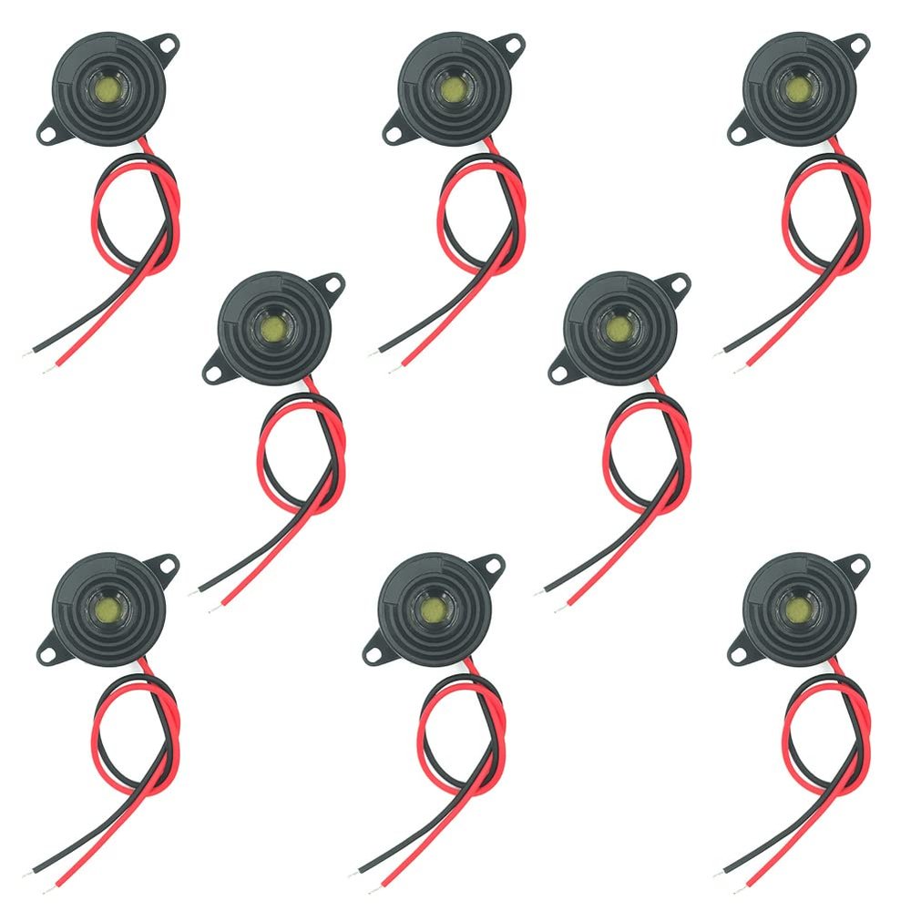 SYUAB 8 PCS SFM-20B Electronic Buzzer Alarm 3-24V DC Active Piezo Buzzer Alarm Ringer Security Audible Easy to Install with Wire for Horn Siren Alarm (SYFMQ)