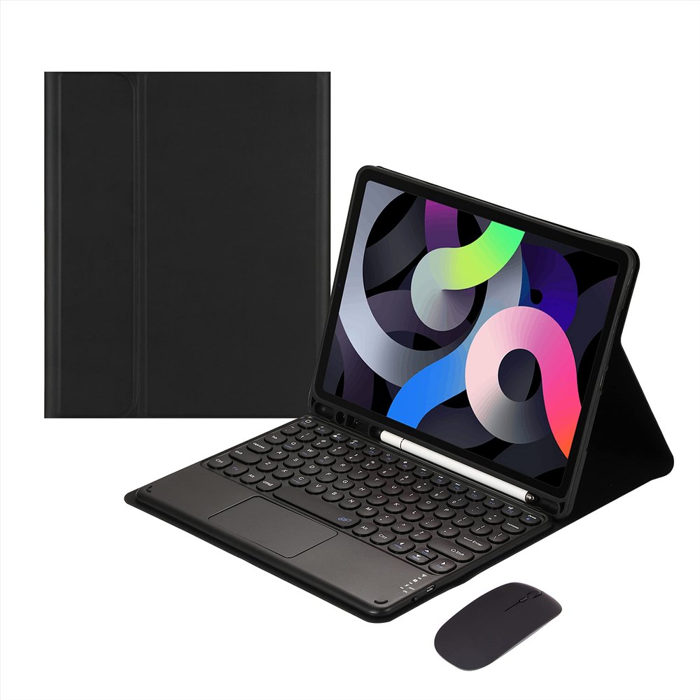 Touch Keyboard Mouse for Samsung Galaxy Tab S8 2022 / Tab S7 2020 11 Inch Tablet Keyboard Case with Touchpad Cute Round Key Color Keyboard Detachable Keyboard Cover (Black)