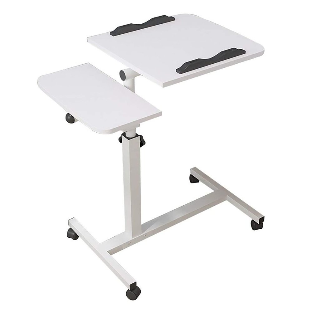 BBNB Laptop Desk, Height Adjustable Laptop Table Sofa Table and Side Table for Table, Pulley Design to Move Easily (Color : White)