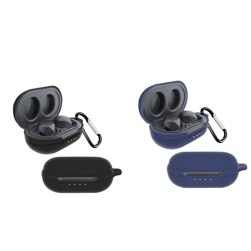 2 Pack DAYJOY Soft Silicone Protective Case Cover Compatible with TOZO NC9 Earphone, Protective Skin Sleeve with Carabiner for TOZO NC9 (Black+Blue)