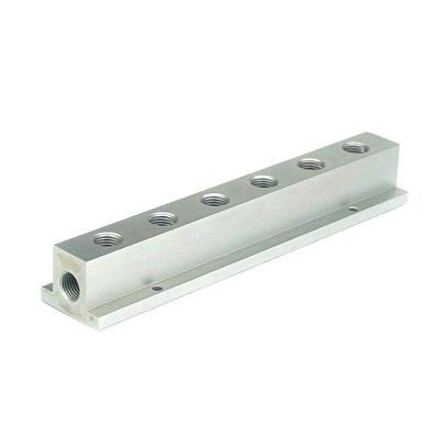1/4" BSP Female 6 Way Solid Aluminum T-Shape Air Manifold Block Splitter