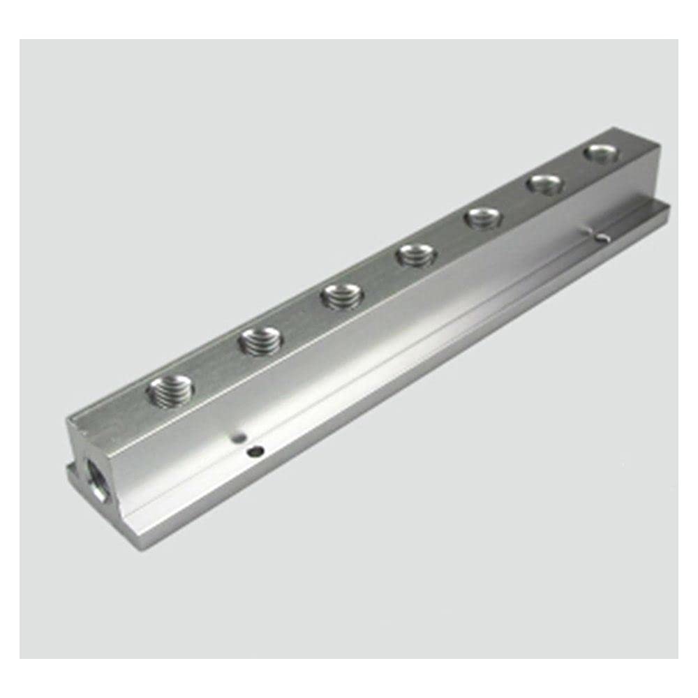 1/4" BSP Female 7 Way Solid Aluminum T-Shape Air Manifold Block Splitter