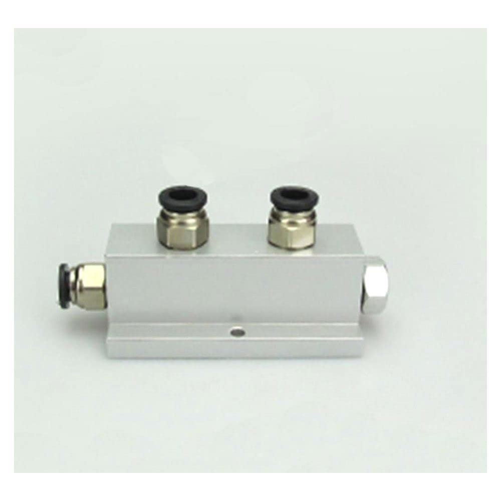 Push Fit 8mm 2 Way Solid Aluminum T-Shape Air Manifold Block Splitter