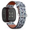 CJBROES Replacement Leather Watch Band, Compatible with Fitbit Versa 3 and Fitbit Sense of Wristband Bracelet Accessory - Portuguese azulejo Tiles Blue White view 1