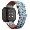 CJBROES Replacement Leather Watch Band, Compatible with Fitbit Versa 3 and Fitbit Sense of Wristband Bracelet Accessory - Portuguese azulejo Tiles Watercolor view 1