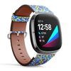 CJBROES Replacement Leather Watch Band, Compatible with Fitbit Versa 3 and Fitbit Sense of Wristband Bracelet Accessory - Portuguese azulejo Tiles Watercolor view 2