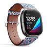CJBROES Replacement Leather Watch Band, Compatible with Fitbit Versa 3 and Fitbit Sense of Wristband Bracelet Accessory - Ikat Geometric Folklore Ornament Tribal view 2