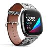 CJBROES Replacement Leather Watch Band, Compatible with Fitbit Versa 3 and Fitbit Sense of Wristband Bracelet Accessory - Poppy Flowers Daffodil view 2
