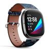 CJBROES Replacement Leather Watch Band, Compatible with Fitbit Versa 3 and Fitbit Sense of Wristband Bracelet Accessory - Winter Holiday Knitted Snowflakes view 2