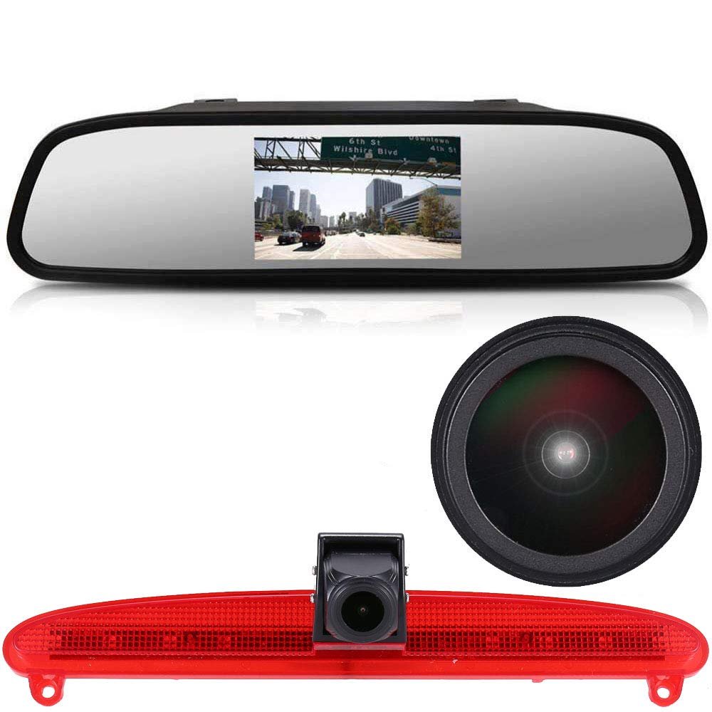 4.3 Inch LCD Mirror + 12 mm Lens Camera Light Brake Car Roof Rear Camera Replacement for IVECO Daily 6 Transporter from 2015-2017 Brake Light Transporter