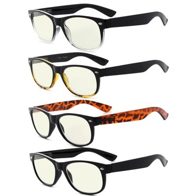 Eyekepper 4 Pack Blue Light Filter Glasses Anti Blue Rays Computer Reading Glasses +1.00