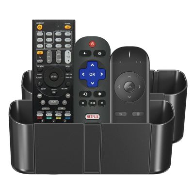 suptek Remote Control Holder Wall MountHole-Free TV Remote Holder for 3 or 4 Remotes, Black, Quantity 2S4B2