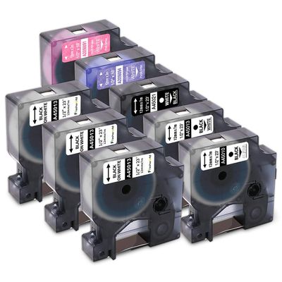 3 Pack 45013 + 5 Pack Multi Glitter Color Replace d1 labels Compatible Dymo D1 Labels Tape,Clear/White/Black, Pink/Purple Glitter Refill,for Dymo LabelManager 160 280 420P Label Maker,1/2In x 23 Ft,8P