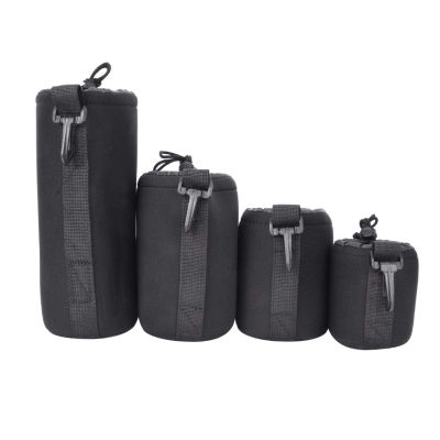 SALUTUY DSLR Camera Lens Pouch Case,Water Protective Neoprene Pouch Set,S M L XL Soft Plush Camera Lens Bags,Set of 4, Black