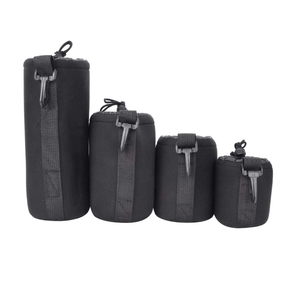 SALUTUY DSLR Camera Lens Pouch Case,Water Protective Neoprene Pouch Set,S M L XL Soft Plush Camera Lens Bags,Set of 4, Black