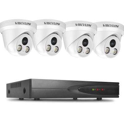 VIKYLIN 8CH 4K PoE Security Camera System,4MP Full Color POE IP Cameras, 8 Channel 4K H.265+ NVR for 24/7 RecordingPlug&Play(NVR PG108H-8P+PG2347 4PCS), NO HDD Included