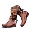 Bcshiye Womens Mid Calf Winter Slouchy Chunky Low Heel Block Heel Faux Leather Comfort Riding Booties with Buckle view 1