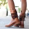 Bcshiye Womens Mid Calf Winter Slouchy Chunky Low Heel Block Heel Faux Leather Comfort Riding Booties with Buckle view 3