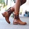 Bcshiye Womens Mid Calf Winter Slouchy Chunky Low Heel Block Heel Faux Leather Comfort Riding Booties with Buckle view 4