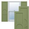 15"W x 73"H True Fit PVC Center Circle Arts & Crafts Fixed Mount Shutters, Moss Green (Per Pair - Hardware Not Included) view 1