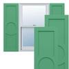 18"W x 58"H True Fit PVC Center Circle Arts & Crafts Fixed Mount Shutters, Lilly Pads (Per Pair - Hardware Not Included) view 1