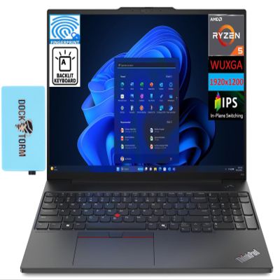 Lenovo Thinkpad E16 Gen 2 Business Laptop 16.0" IPS WUXGA Display (AMD Ryzen 5 7535U, 32GB DDR5, 256GB PCIe SSD, Backlit KYB, Fingerprint, WiFi 6E, BT 5.3, Win 11 Pro) w/DKZ Hub