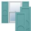 18"W x 28"H True Fit PVC Center Circle Arts & Crafts Fixed Mount Shutters, Pure Turquoise (Per Pair - Hardware Not Included) view 1