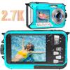 Shimshon Waterproof Camera Waterproof Digital Camera 48MP Image 2.7K Video Underwater Camera for Snorkeling | Dual Screen | 16X Digital Zoom | Flashlight | 10 Feet Waterproof (Blue) view 1