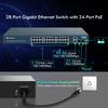 24 Port Gigabit Ethernet PoE Switch with 2 Uplink Gigabit Port & 2 SFP Port, YuanLey Unmanaged 24 Port PoE+ Network Switch, Rackmout, Build in 400W Power, Support 802.3af/at, Plug and Play view 2