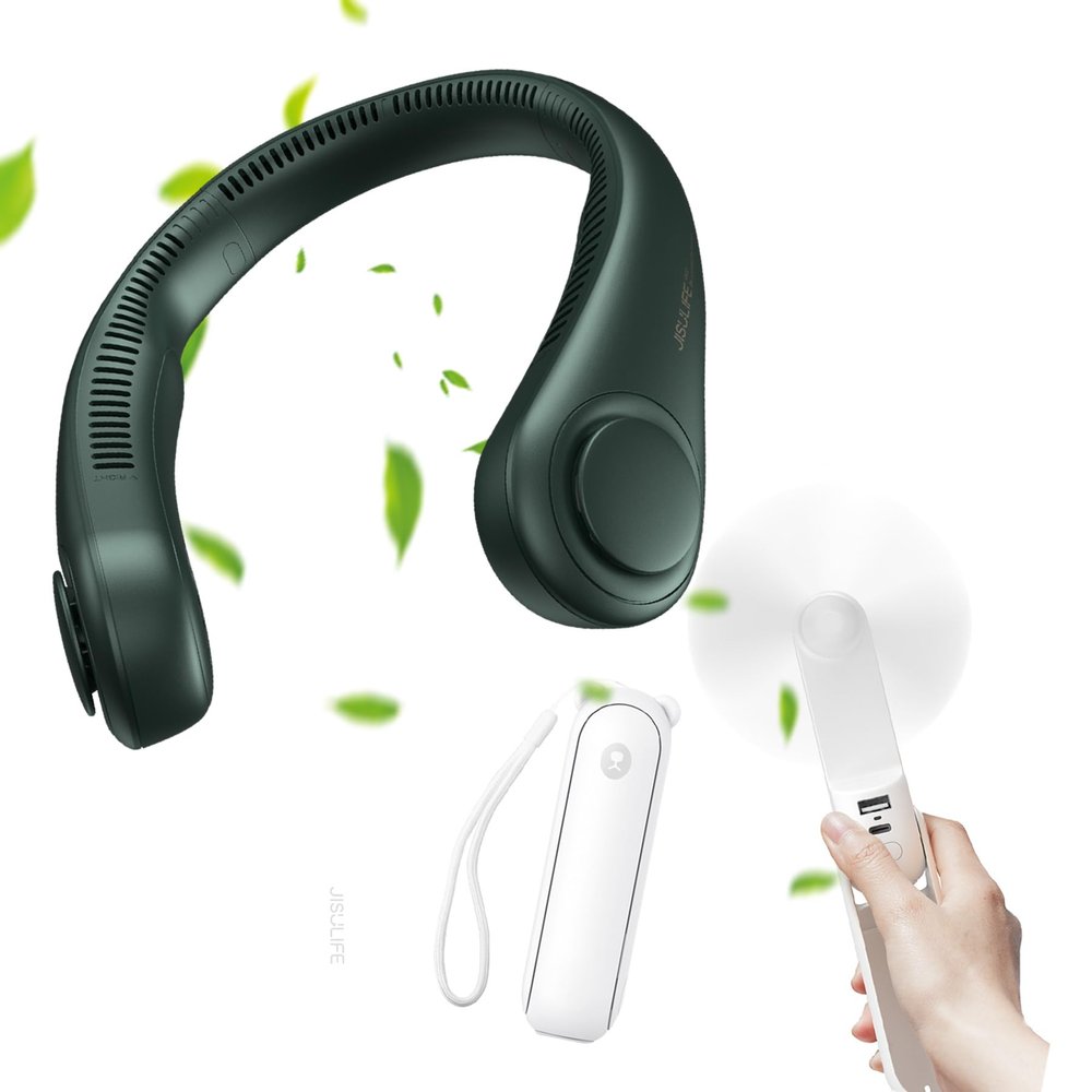 JISULIFE Handheld Fan with 4500 mAh Powerbank Max 46 Hours Runtime NECK FAN 4000 mAh