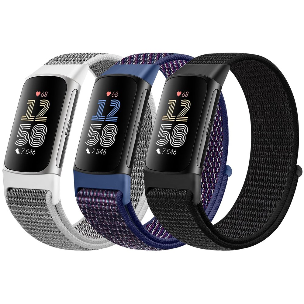AVOD Sport Loop Nylon Watch Bands Compatible with Fitbit Charge 6/Charge 5 for Women Men, Adjustable Breathable Replacement Soft Nylon Loop Wristband for Fitbit Charge 6/Fitbit Charge 5