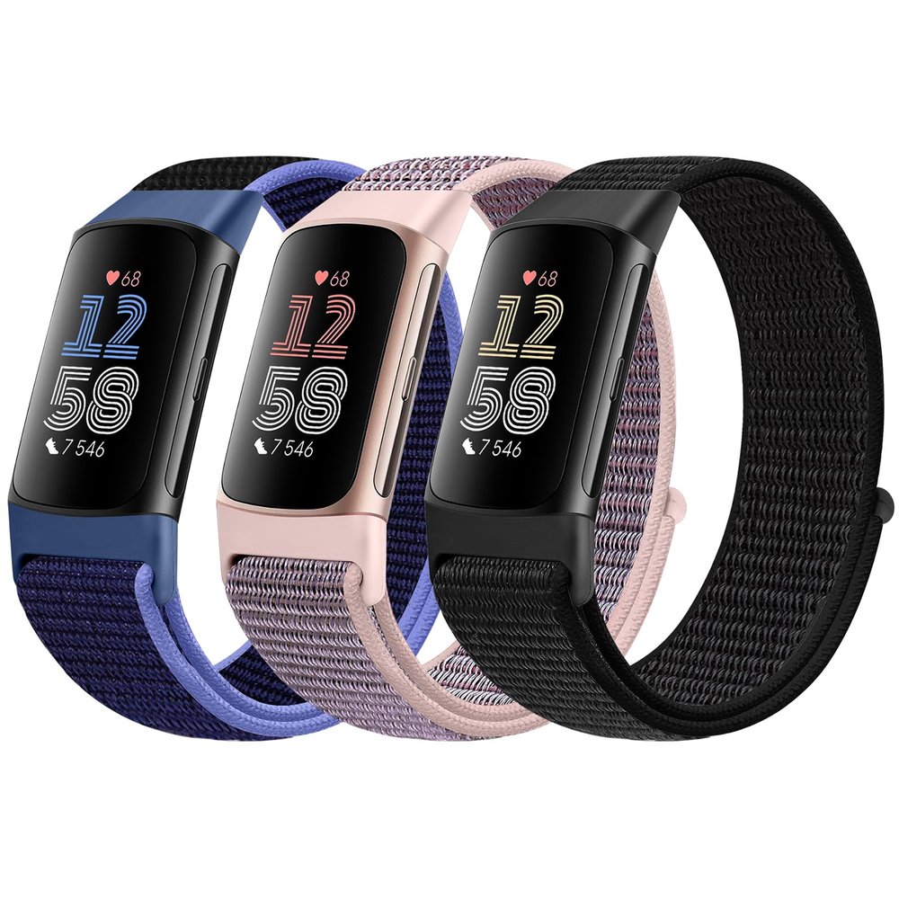 AVOD Sport Loop Nylon Watch Bands Compatible with Fitbit Charge 6/Charge 5 for Women Men, Adjustable Breathable Replacement Soft Nylon Loop Wristband for Fitbit Charge 6/Fitbit Charge 5