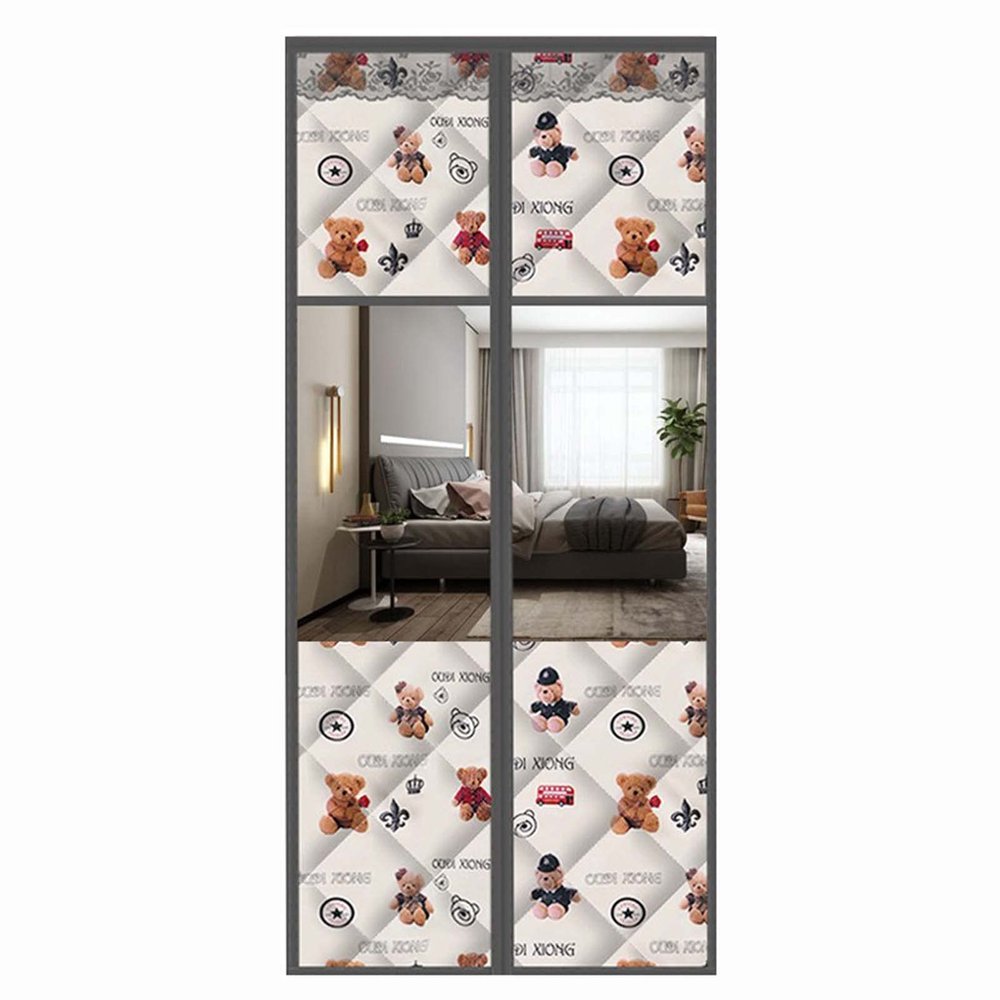 Magnetic Thermal Insulated Door Curtain 5183inch, Winter Household Windproof Air Conditioner Partition Curtain with Heavy Duty Bi Fold Door Easy Install, for Air Conditioner Heater Room/Kitchen
