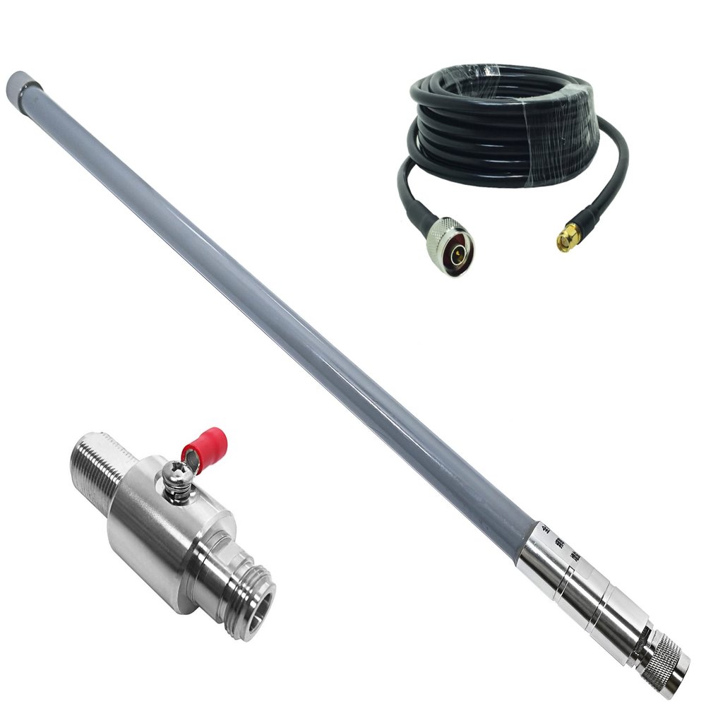 Outdoor LoRa Gateway 860-920MHz Antenna 6dBi Omni Directional Fiberglass N Male LoRa Antenna for RAK Nebra Bobcat Helium Hotspot HNT Mining Miner with 10ft n to SMA Cable, n Lightning arrestor