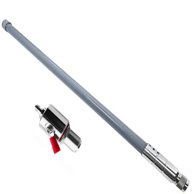 Outdoor LoRa Gateway 860-920MHz Antenna 6dBi Omni Directional Fiberglass N Male LoRa Antenna for RAK Nebra Bobcat Helium Hotspot HNT Mining Miner (Antenna with SMA Lightning arrestor)