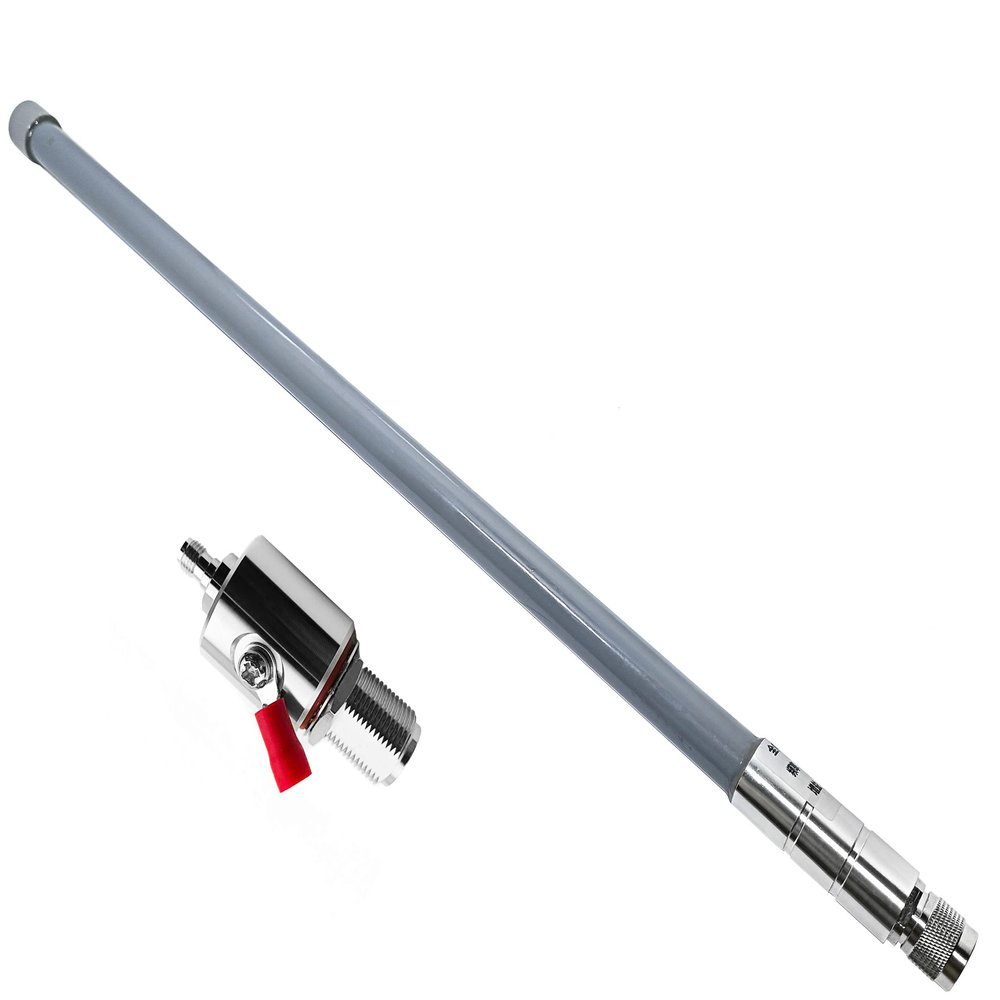 Outdoor LoRa Gateway 860-920MHz Antenna 6dBi Omni Directional Fiberglass N Male LoRa Antenna for RAK Nebra Bobcat Helium Hotspot HNT Mining Miner (Antenna with SMA Lightning arrestor)