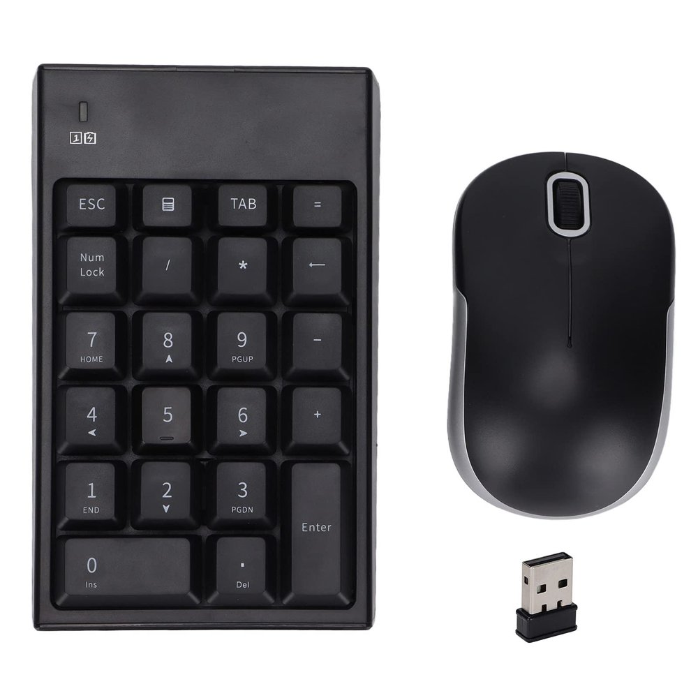 Number Pad 2.4GHz Wireless Number Keypad 1200DPI Sensitive Durable Number Pad Mouse Combo for Home Office Travel, USB Numeric Keypad