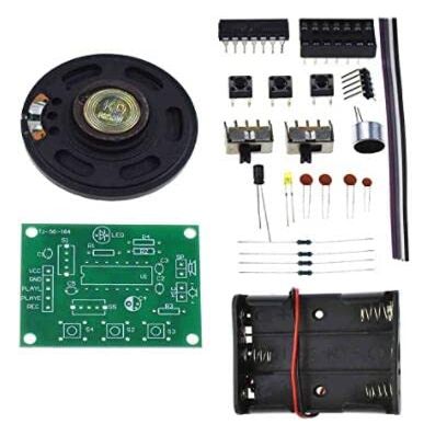 20 Seconds DC 3-5V Voice Sound Recording Recorder Module Kit ISD1820P DIY Kits Precise Talking Music Audio Recordable (DIY+Battery Holder)