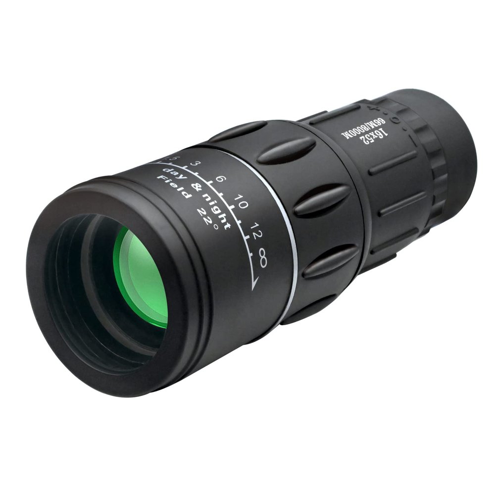 LNOJENR 16x52 Portable Monocular Telescope, Waterproof Compact Monocular Telescope, Optical Zoom HD BAK4 Prism Low Light Vision Wide View, for Star Watching Scenery Bird Watching Travel, Black