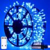 JMEXSUSS 163 FT 500 LED Blue Christmas Lights Outdoor, Waterproof Blue String Light Plug in, 8 Modes Clear Wire Christmas String Lights for Tree Yard Patio House Party Decorations view 1