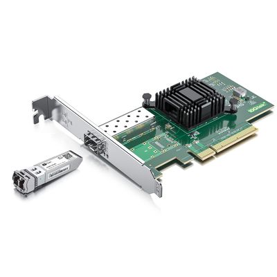 10Gb SFP+ NIC with 10Gbase-SR Module, 10G Multimode SFP+ LC Transceiver, 10G Single SFP+ NIC Compare to Intel X520-DA1, PCI Express X8, Support Windows Server/Linux/VMware