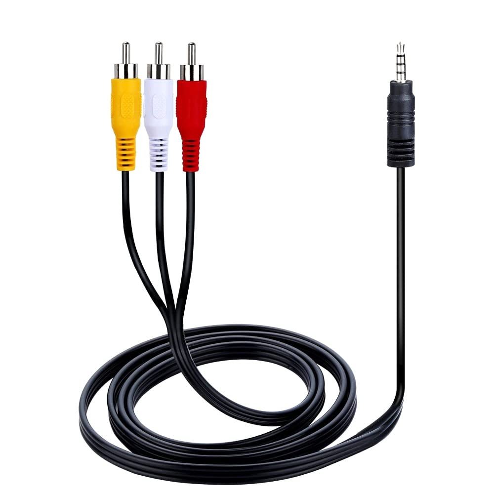 1pcs 1.5m RCA Cable Male to 3 RCA 3.5mm Jack Adapter Audio Aux Video AV Cable Cord Suitable for DVD Player Recorder HiFi VCR TV Stereo